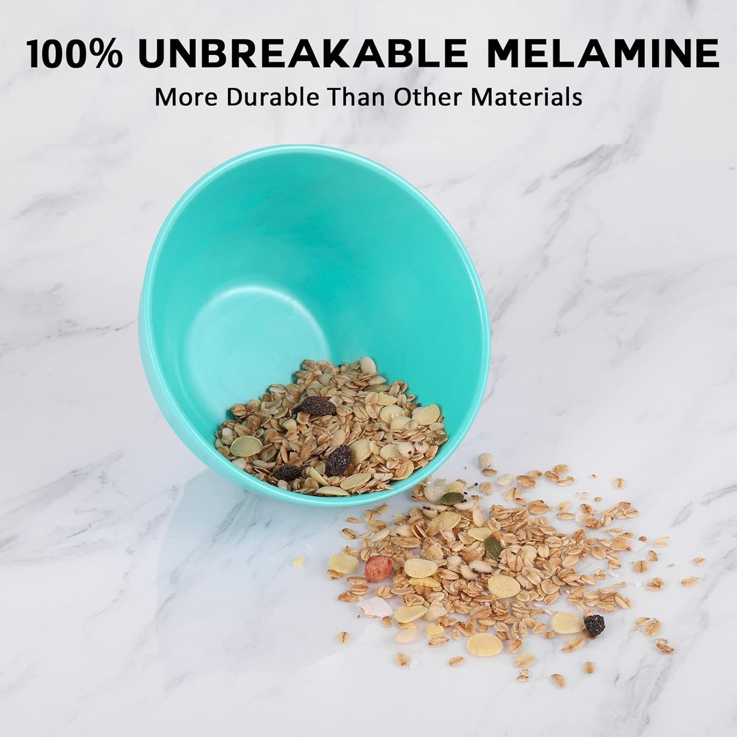 TP Mixing Bowl Set with Lids, 6-Piece Melamine Nesting Bowls Set for Pasta Baking Salad Mixing, Set of 3, Glossy Turquoise