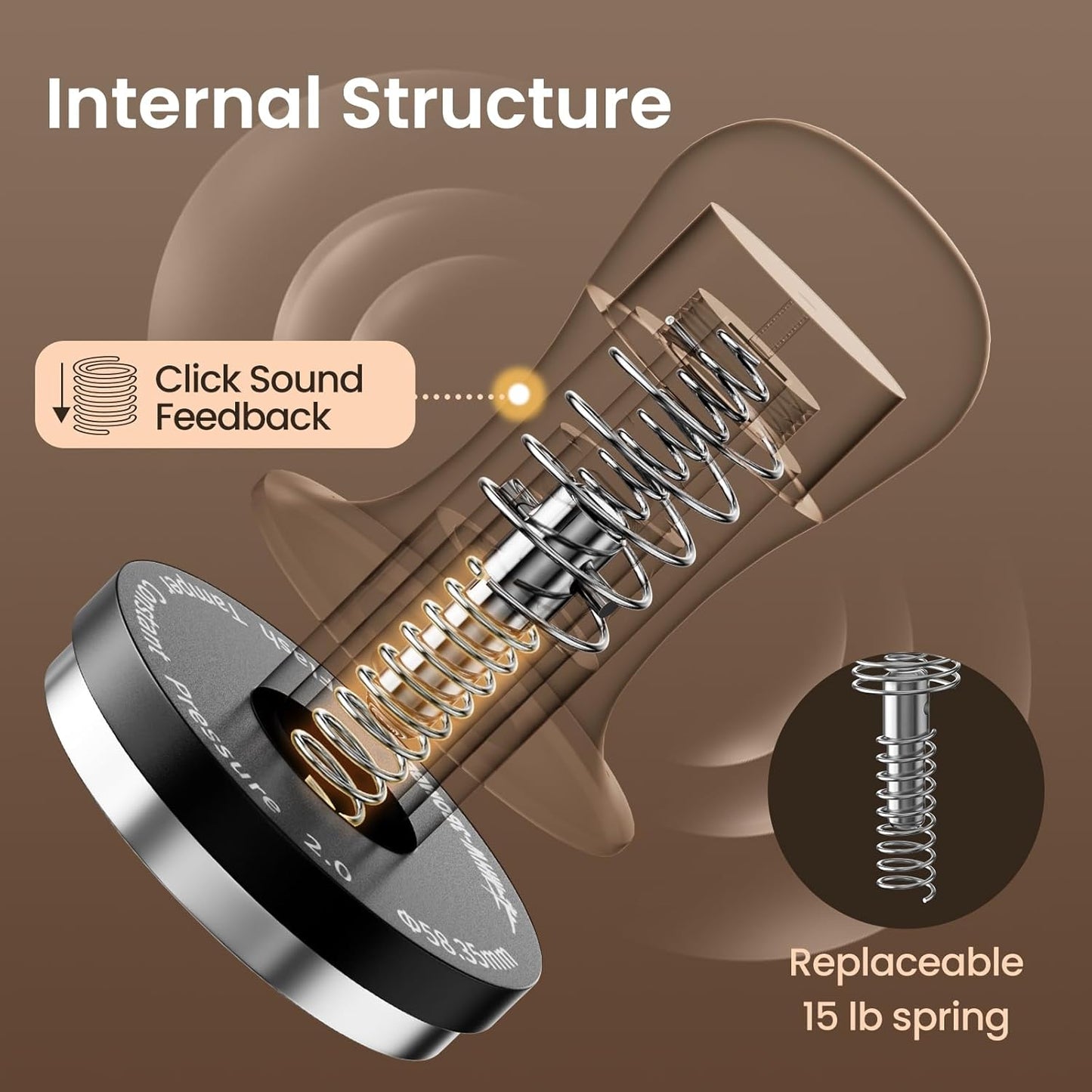 MHW-3BOMBER 58.35mm Espresso Tamper New Year Edition Snake Pattern - 3 Spring Loaded Coffee Tamper with Sound Feedback - Barista Tamper Tool with Ergonomic Handle Flat Base T6069FS-OS