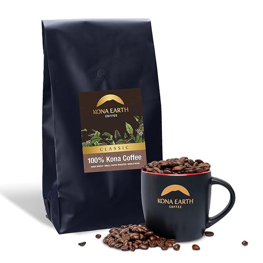 KKONA EARTH 100% Kona Coffee, Dark Roast, Whole Bean, 5 lb (80 oz) Farm-Direct Authentic Hawaiian Kona Coffee beans from Hawaii’s Big Island, Micro-Batch-Roasted