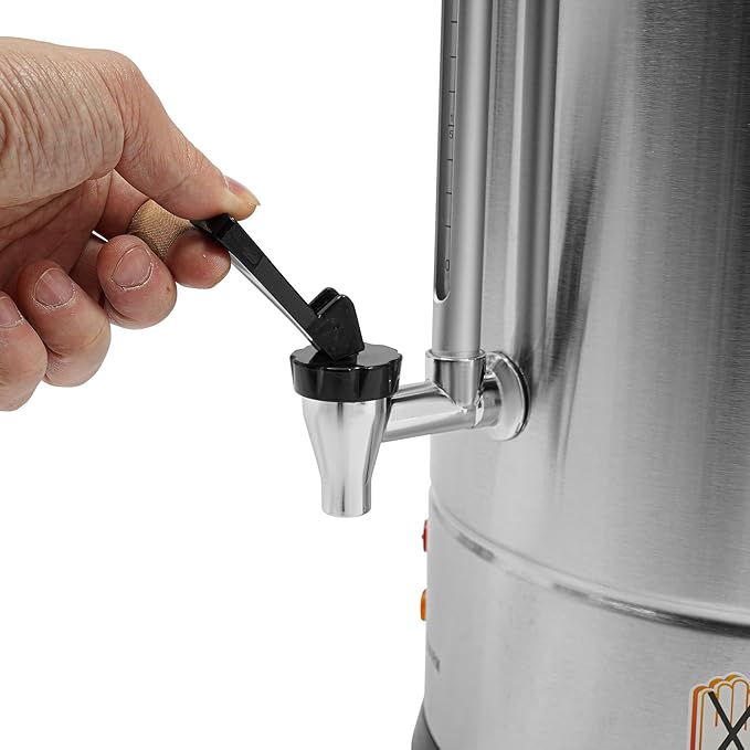 Commercial Electric Coffee Pot 1500W Stainless Steel Coffee Maker Hot Water Dispenser with Drip Tray for Cafes Offices Gatherings, No Temp Control (Silver, 15L)