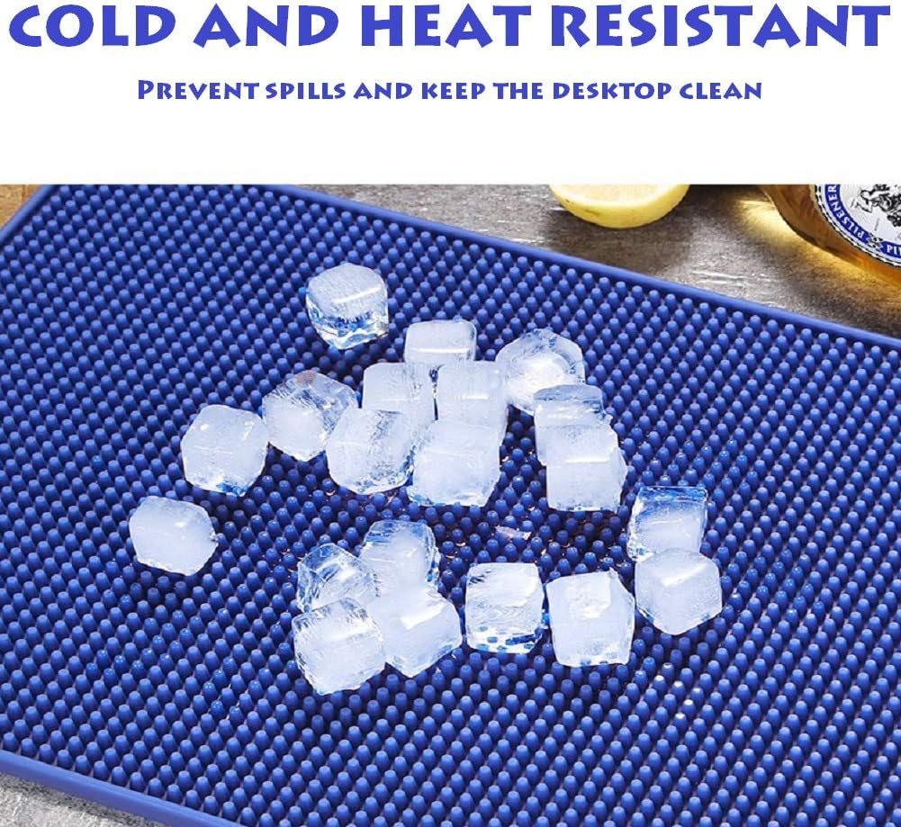 17.7" x 11.8" Rubber Bar Mat, Non-Slip and Anti-Spill Non-Toxic Soft Rubber Mats, Coffee Bars, Bars, Restaurants and Barbers Service Mats (2PACK, Navy)