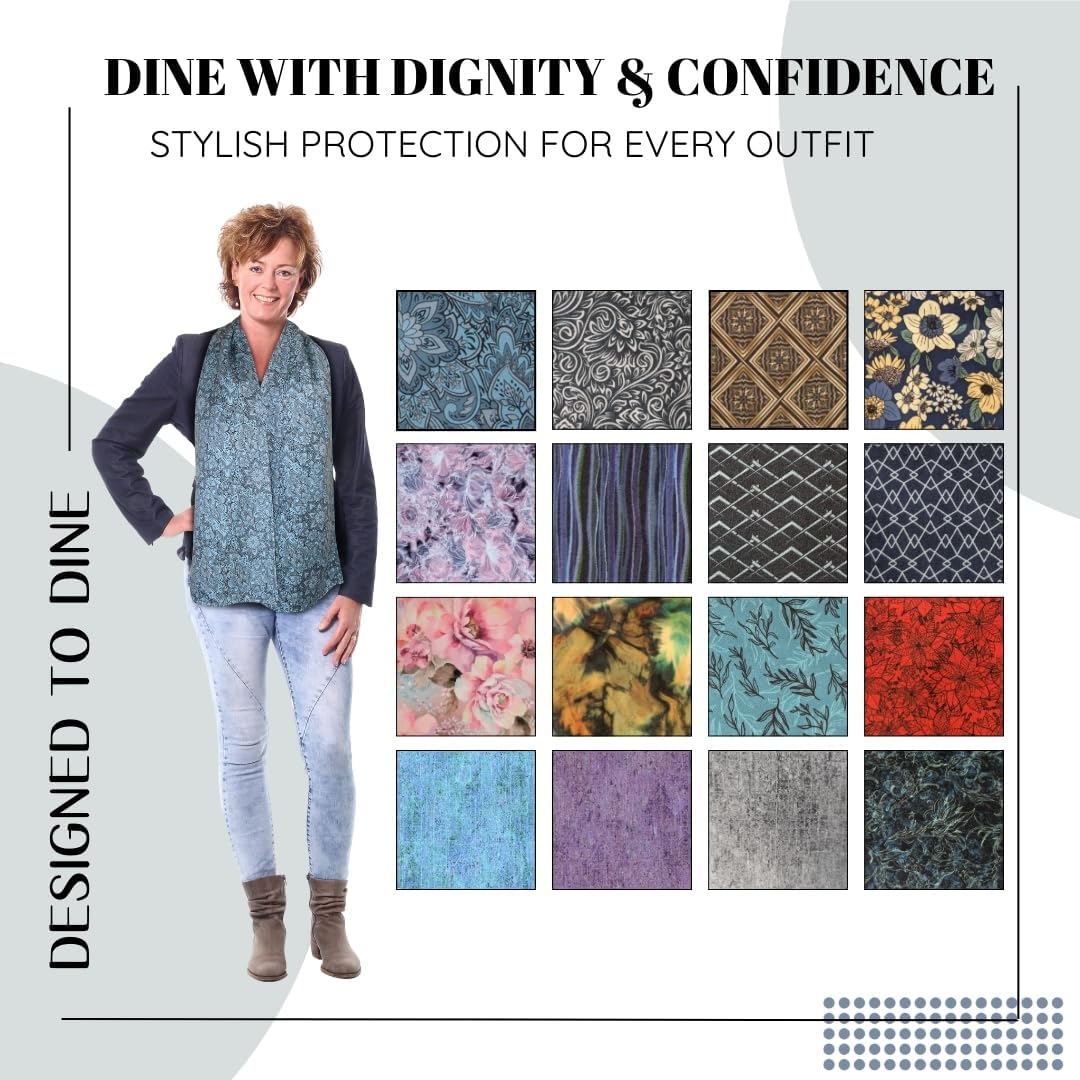 Adult Bib Scarf - Dignified Alternative to Bibs | Washable and Reusable Clothing Protectors for Eating