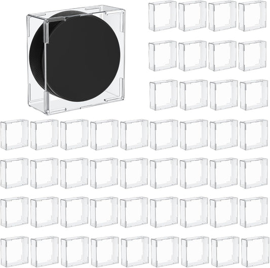 Marsui Hockey Puck Display Case Cube Acrylic Square Hockey Puck Holder Snap Design Plastic Holder for Displaying, Clear, 3.13 x 3.13 x 1.3 Inches