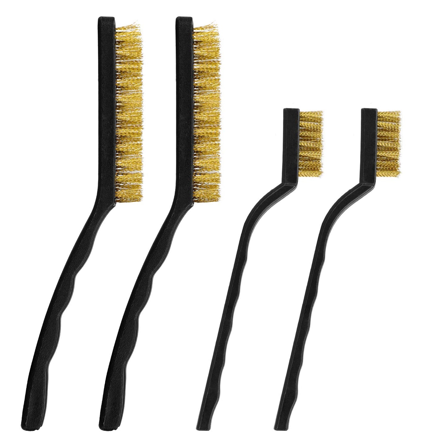 Wire Brush Set Scratch Brush Set for Cleaning Welding Slag Rust and Dust Curved Handle Stainless Steel and Brass Black 10-Pack