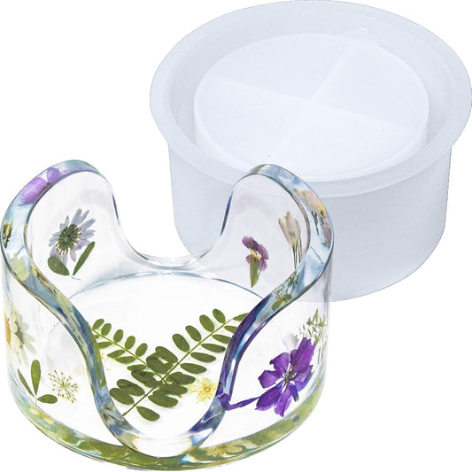 4 Inches Thickened Coaster Holder Silicone Molds for Epoxy Resin, Coaster Storage Resin Molds for DIY Art Craft Cup Mats Flower Bouquet (Holder Mold)