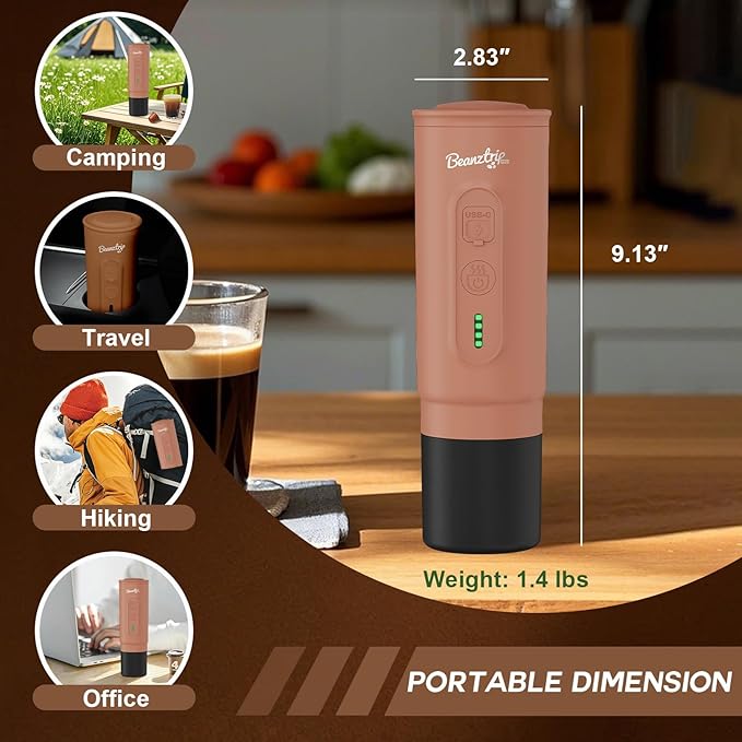Portable Espresso Maker with Self-Heating, 2-in-1 Coffee Machine with Ground Coffee & NS Capsule, Khaki 7800mAh Espresso Machine for Travel, Outdoorlife, OfficeLife, BusinessTrip