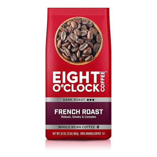 Eight O'Clock Coffee French Roast Whole Bean Coffee, Dark Roast, 32 Ounce (Pack of 1)