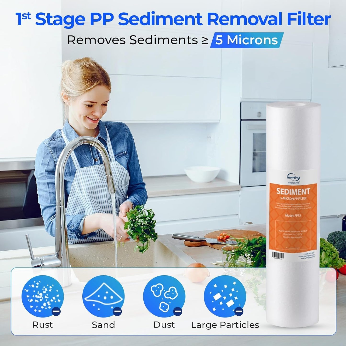 iSpring F9K NSF Certified 1-Year Reverse Osmosis Water Filter, Alkaline Remineralization Filters for 6-Stage RO Systems, Without RO Membrane