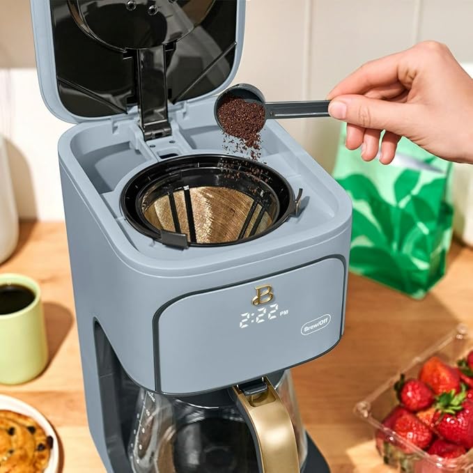 Beautiful 12-Cup Programmable Coffee Maker – Auto Brew, Digital Timer, Glass Carafe (Cornflower Blue)