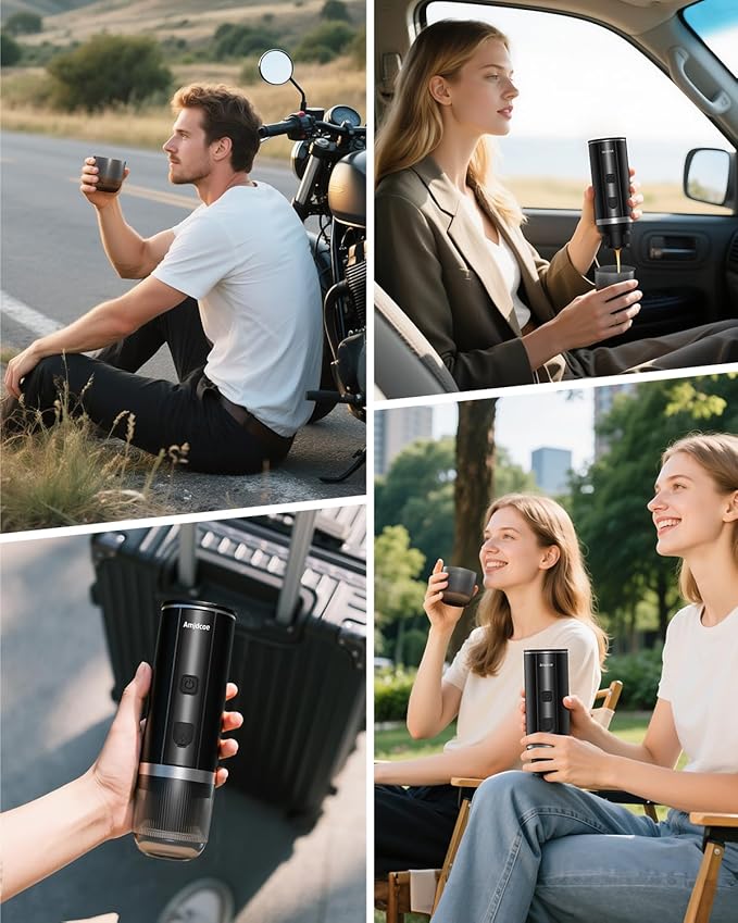 Portable Espresso Maker, 20 Bar Electric Espresso Machine for Travel, Camping, Rechargeable USB-C Mini Coffee Maker for NS Capsule Pods and Ground Coffee, Matte Black