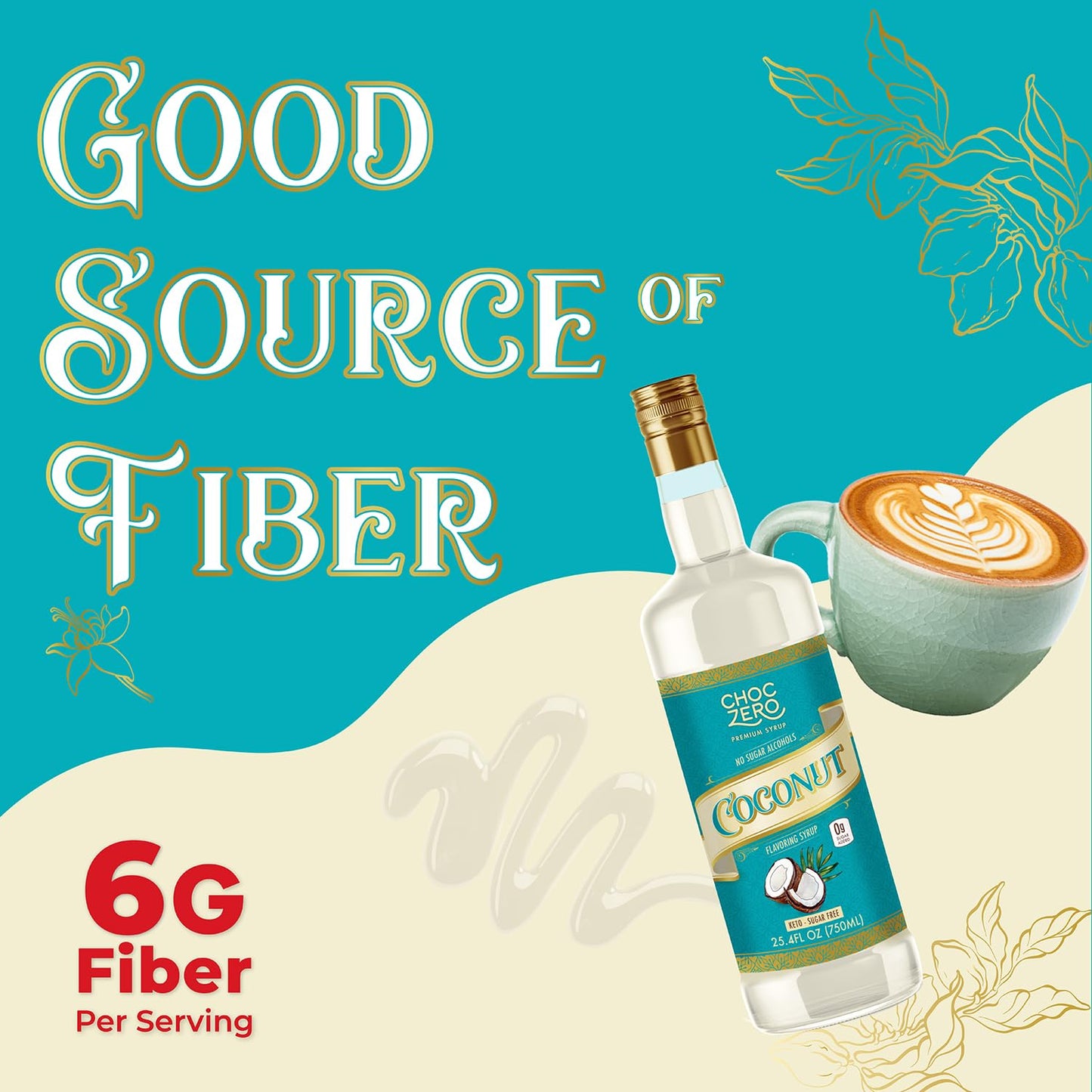 ChocZero Coconut Syrup – Sugar Free Flavoring Syrup for Coffee, Tea & Baking – Keto Friendly, Low Carb, No Sugar Alcohols, Vegan & Gluten Free – 25.4 Fluid Ounces