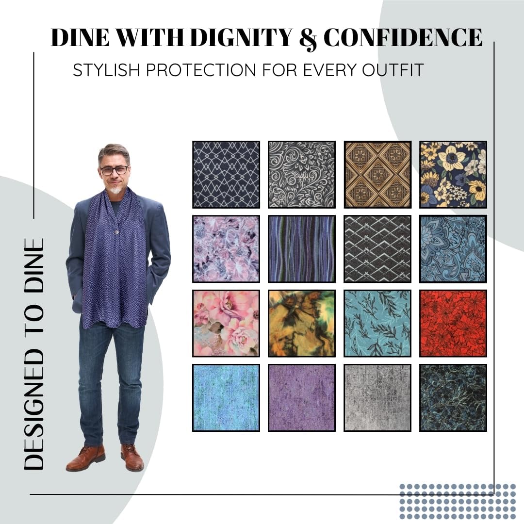 Adult Bib Scarf - Dignified Alternative to Bibs | Washable and Reusable Clothing Protectors for Eating