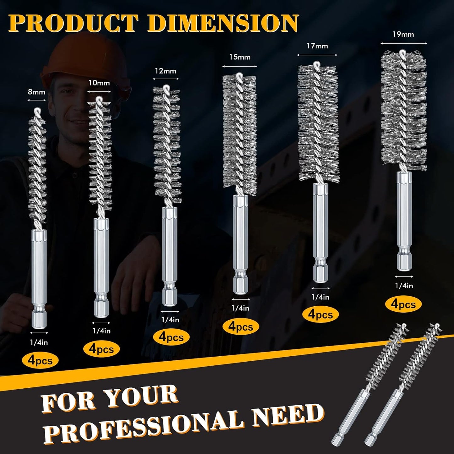 24 Pieces Bore Brush for Drill Wire Bore Brush Set Wire Cleaning Set Stainless Steel Cleaning for Power Drill Impact Driver (Stainless Steel)