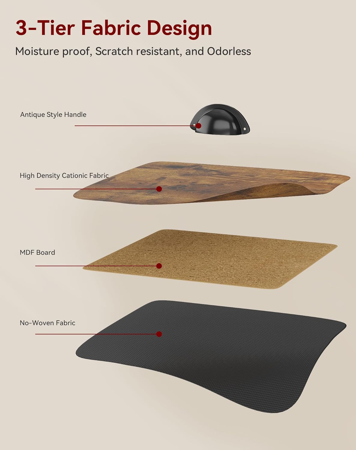 YMYNY 5 Tier Coffee Bar Station, Coffee Stand with Fabric Drawers, 8 S-Shaped Hooks, Corner Bar Cabinet, Height Adjustable, Bakers Rack for Kitchen, Living Room, Rustic Brown HBR009H