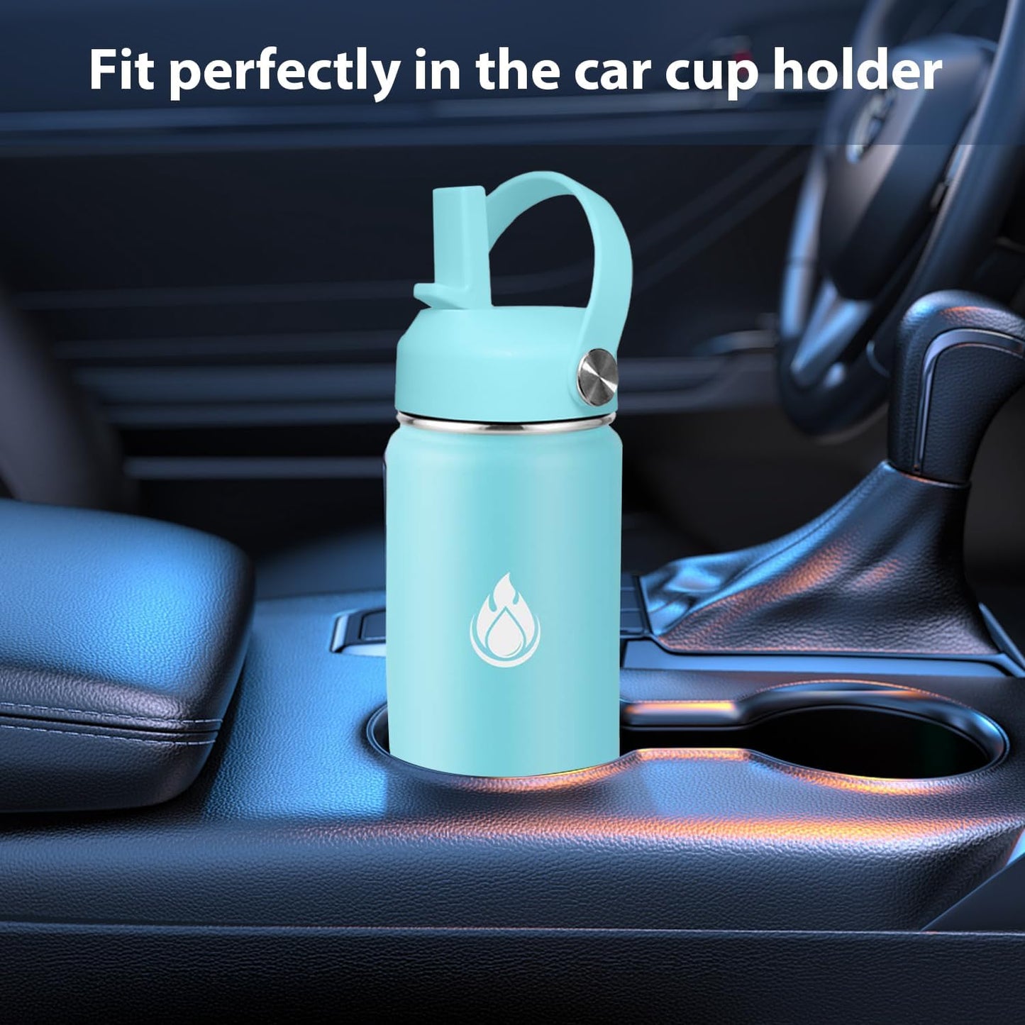 SENDESTAR Stainless Steel Wide Mouth Water Bottle 24oz Double Wall Vacuum Insulated Leak Proof Bottle with New Flex Straw Lid & Spout Lid XIN-MC-0750-1