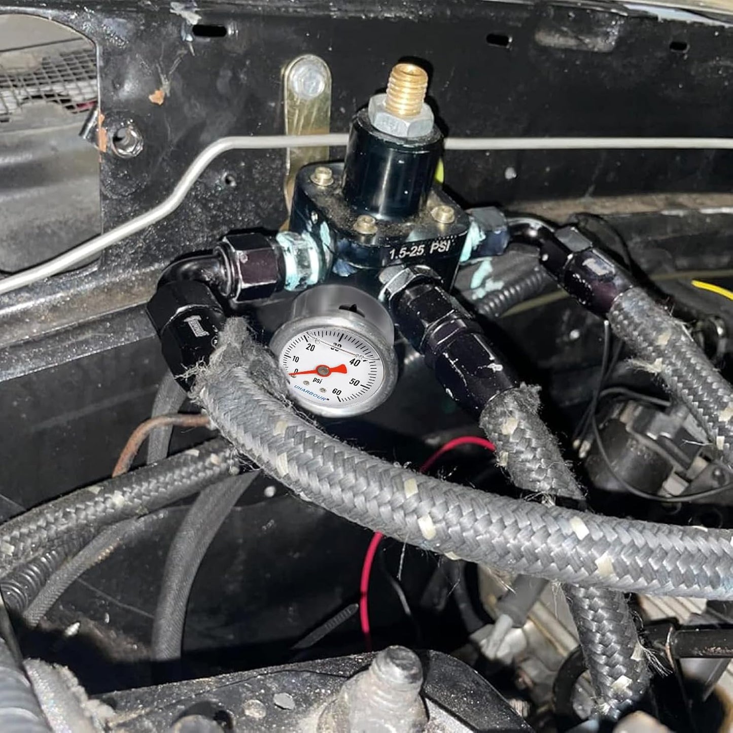 Glycerin Filled Pressure Gauge with 304 Stainless Steel Case, 1-1/2" Dial Size, 0-60Psi, High Accuracy, 1/8" NPT Center Back Mount