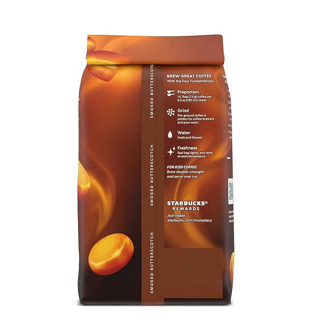 Starbucks Ground Coffee, Smoked Butterscotch Naturally Flavored Coffee, 100% Arabica, Limited Edition, 1 Bag (17 Oz)