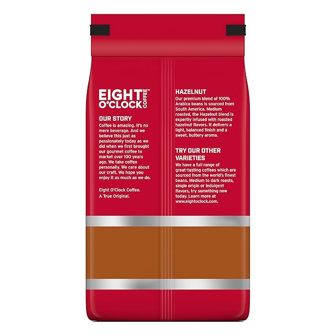 Eight O'Clock Coffee Hazelnut Whole Bean Coffee, Medium Roast, 20 Ounce (Pack of 1) - Buttery, Smooth & Nutty