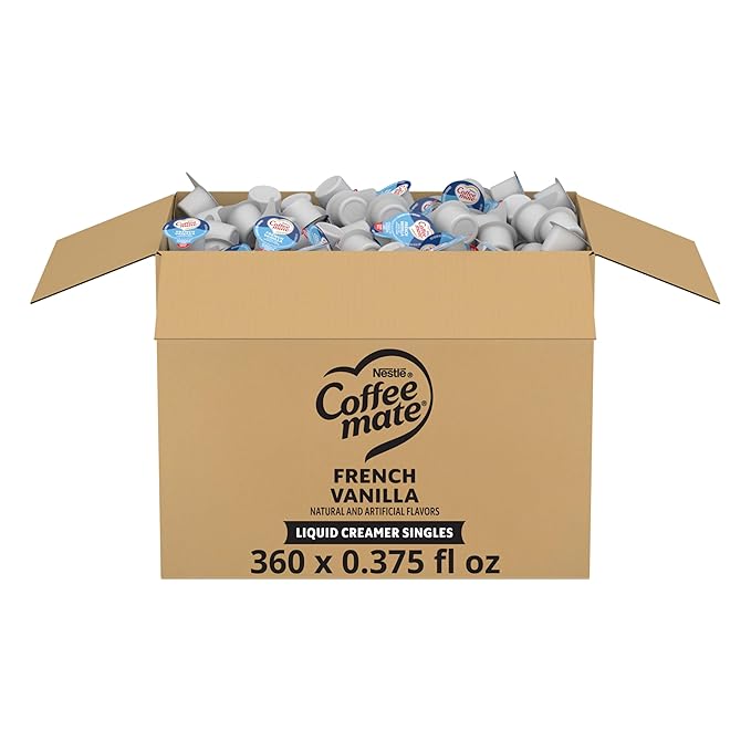 Nestle Coffee mate Coffee Creamer, French Vanilla, Liquid Creamer Singles, Non Dairy, No Refrigeration, 0.375 fl oz Tubs (Pack of 360)