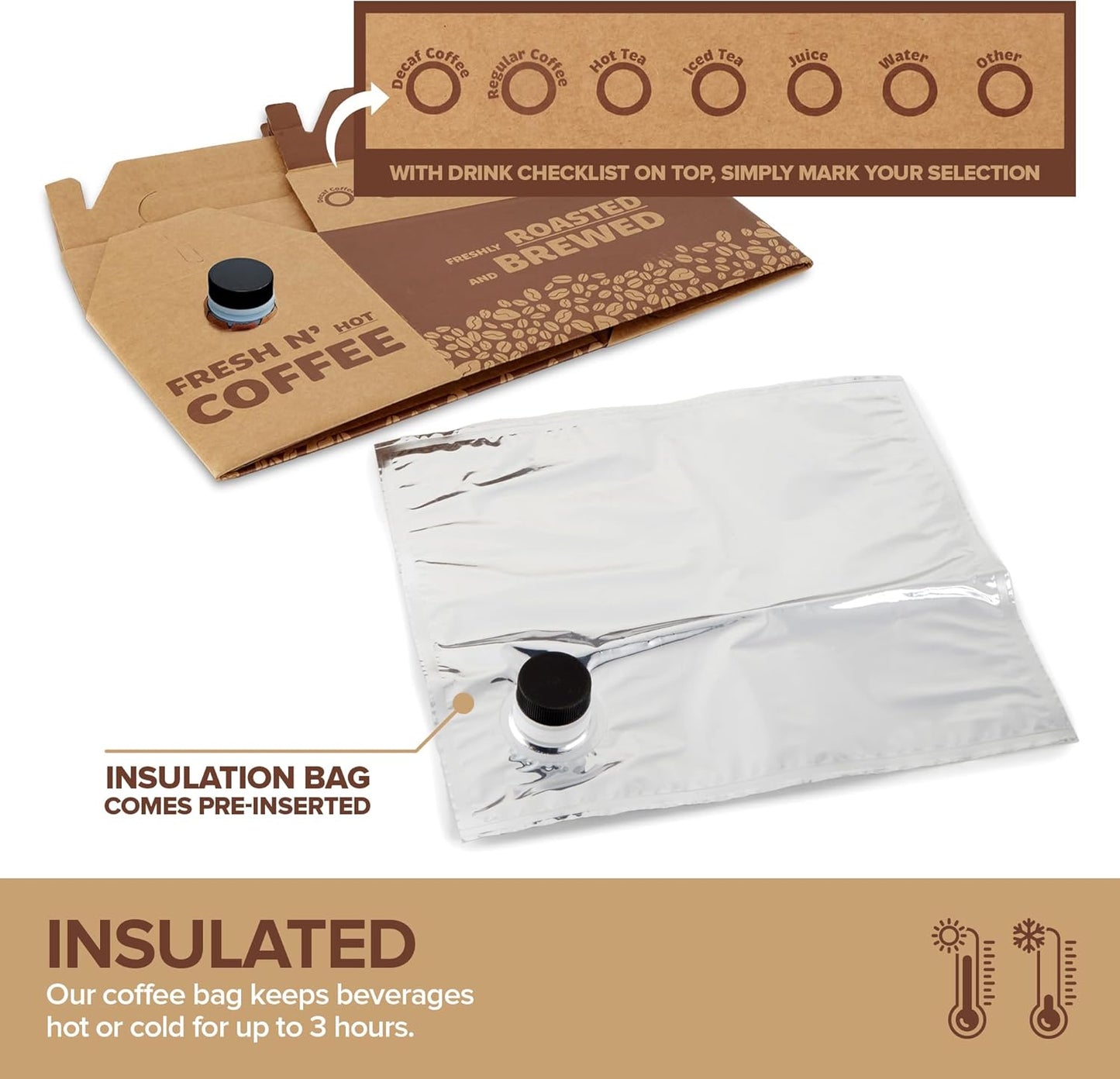 Stock Your Home 96 oz Disposable Coffee Box Dispensers (15 Pack) – Insulated Beverage Server with Handle, Cardboard Coffee Carrier for Hot or Cold Drinks, To Go Boxes for Takeout & Events