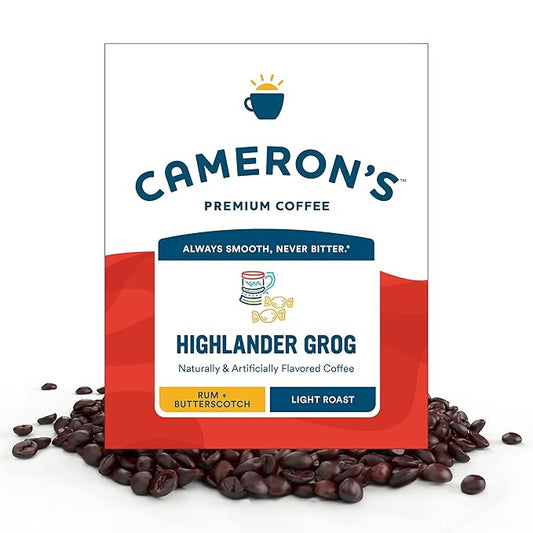 Cameron's Coffee Roasted Whole Bean Coffee, Flavored, Highlander Grog, 4 Pound