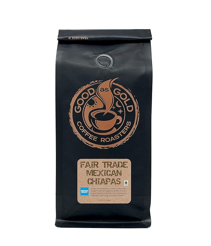 Mexican Chiapas Coffee Beans (12oz), Fair Trade, Medium Roast, Good As Gold Coffee Roasters
