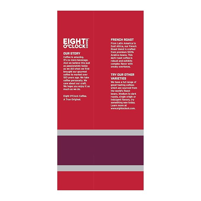 Eight O'Clock Coffee French Roast Whole Bean Coffee, Dark Roast, 32 Ounce (Pack of 1)