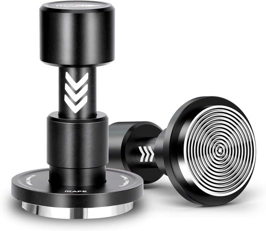IKAPE 53.3MM V6 Impact Espresso Tamper with Sound Feedback, 15lb/30lb Interchangeable Springs, Espresso High Tamper with Triple-spring System, Fits 54mm portafilters