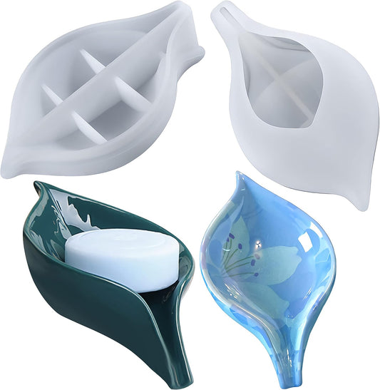 Self-Draining Leaf Shape Soap Tray - Silicone Resin Mold for Epoxy Casting, DIY Soap Holder