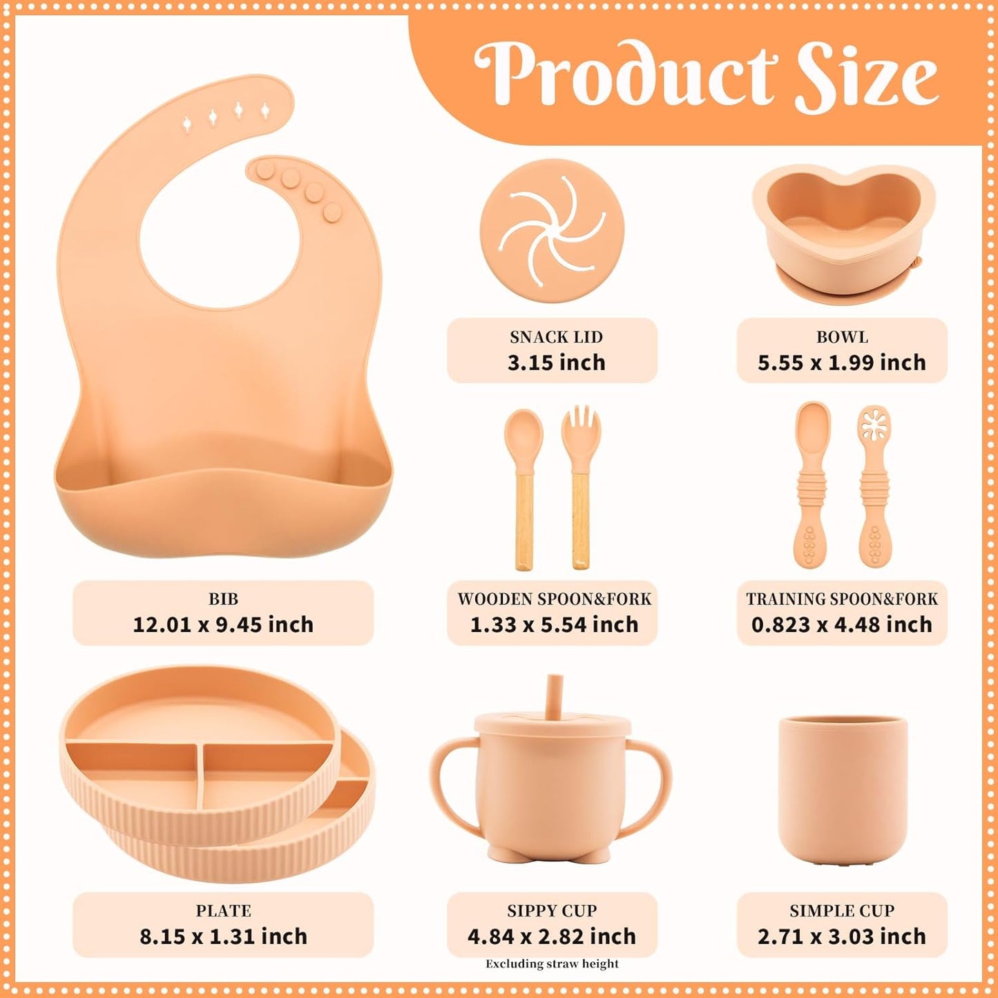 Silicone Baby Feeding Set 11 Pcs, Baby Led Weaning Supplies, Baby Feeding EatincSupplies Set BPA Free, Baby Essentialsfor Newborn Gift Pink