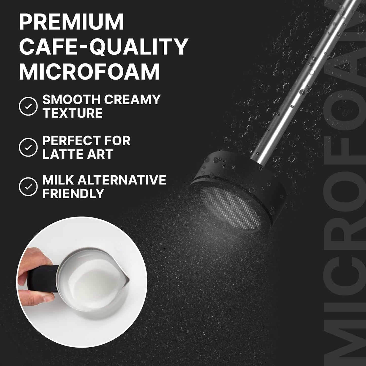 Subminimal NanoFoamer V2 Performance Milk Foamer | NEW Model Edition | Waterproof, Dual-Speed, Stainless Steel | Microfoamed Milk in 30 Seconds, Barista-Style Coffee Drinks Home