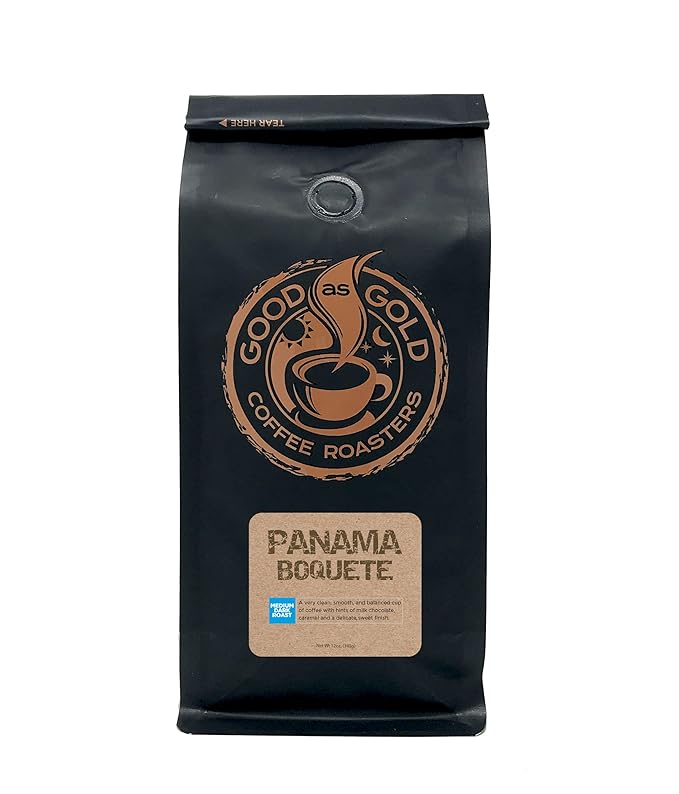 Panama Boquete Coffee Beans (12oz), Medium/Dark Roast, Good As Gold Coffee Roasters