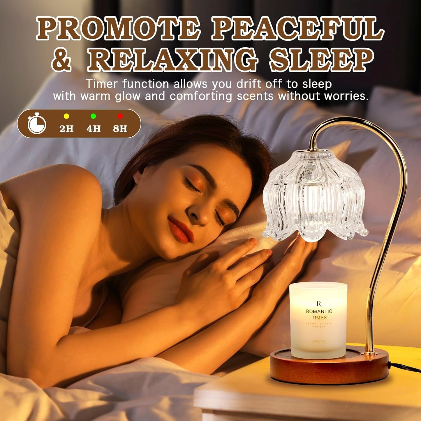 Candle Warmer Lamp with Timer Dimmer, Lotus Flower Dimmable Candle lamp Warmer, 2 Bulbs, Height Adjustable Wax Melt Warmer for Jar Scented Candles, Birthday Gifts Ideas for Women Mom, Home Decor