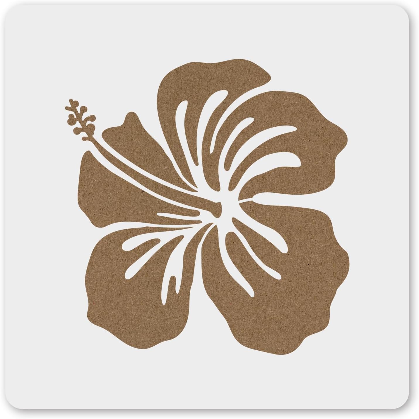 MAGJUCHE Hibiscus Stencil 6 Inches, Reusable Spring Flower Stencil for Painting DIY Crafts Decor