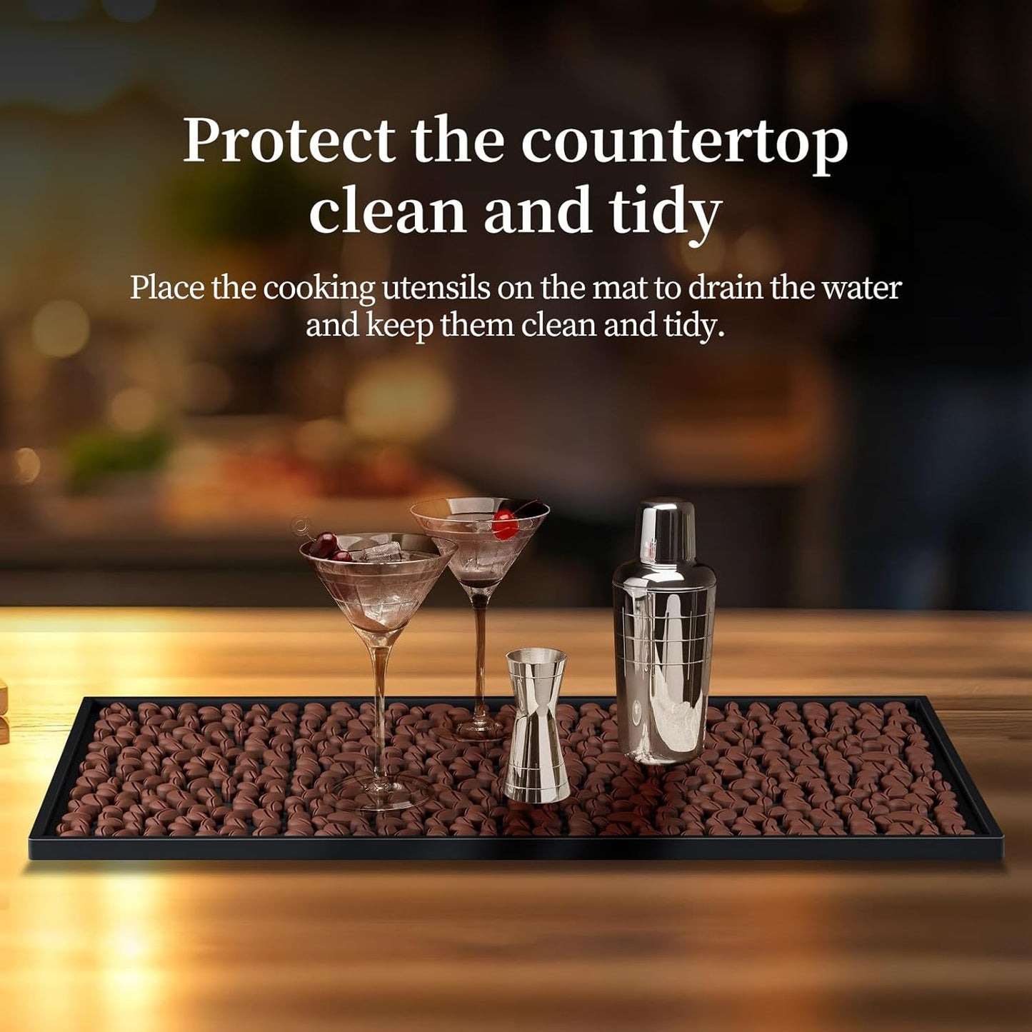 Rubber Bar Mat 18"x12", Black – Durable, Non-Slip, Non-Toxic Spill & Drying Mats for Bars,Restaurants,Coffee Shops, Countertops & Tabletops Hairdressing Tool Protective pad.Easy to clean,