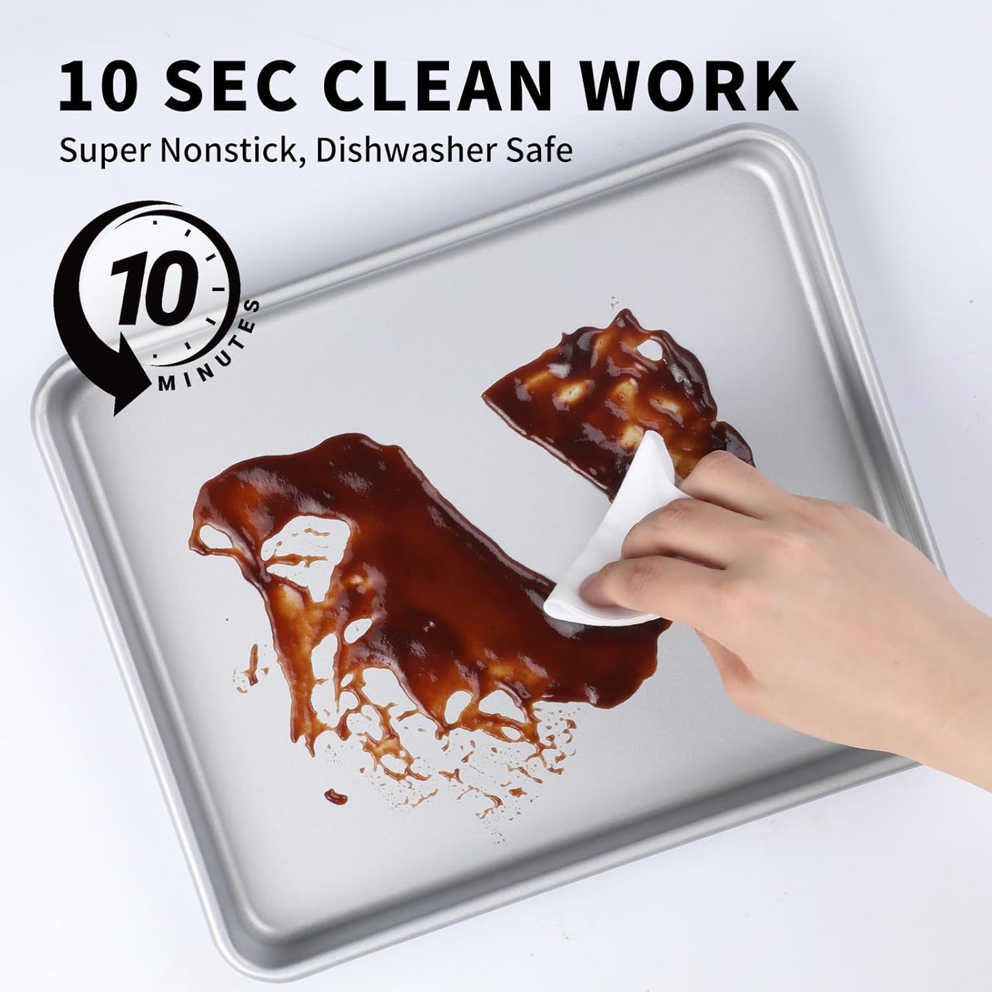 2-PACK Toaster Oven Pans for Baking,Shinsin 9X11 Non-stick Baking Trays, 57% Thicker Cookie Sheet Pans Set, Dishwasher Safe and Heavy Duty Small Replacement Trays for Toaster Cven (Silver)