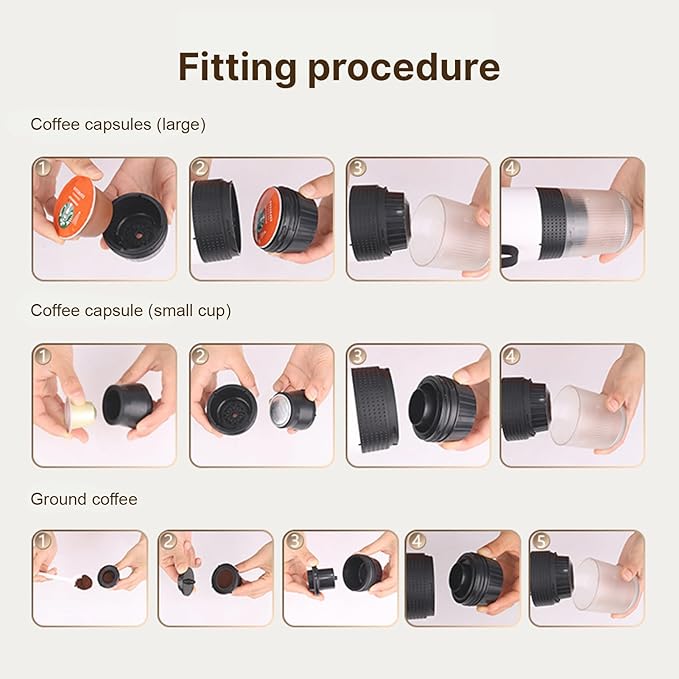 Irishom Portable Coffee Machine, 3 in 1 Cordless Electric Coffee Maker, Work with Capsule and Ground Coffee, Cold Brew and Heating Coffee Maker with 150ml Cup