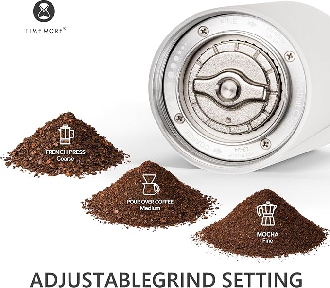 TIMEMORE Chestnut C2S Manual Coffee Grinder Capacity 25g with CNC Stainless Steel Conical Burr, Internal Adjustable Setting, Double Bearing Positioning, Hand Grinder (White)