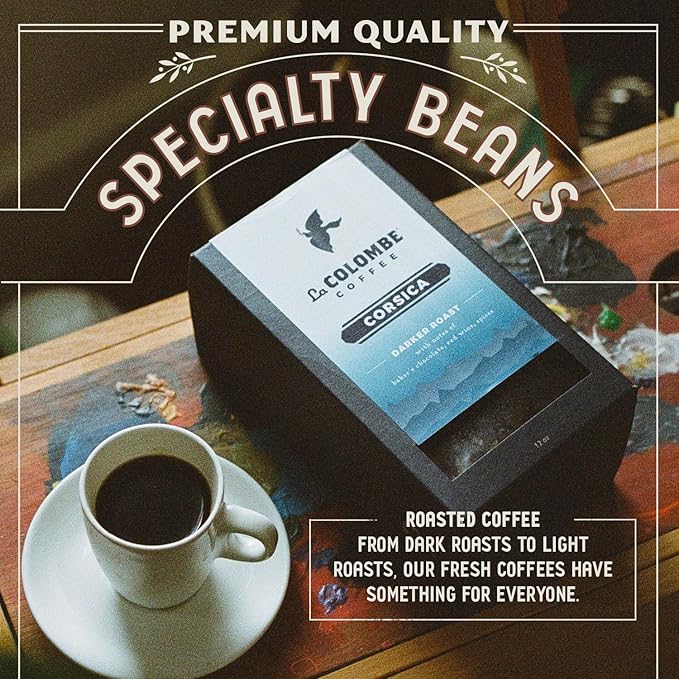 La Colombe Corsica Dark Roast Whole Bean Coffee - 12 Ounce, 4 Pack - Notes of Baker's Chocolate, Red Wine & Spices - Full-Bodied, Chocolatey, Roasty Coffee Beans