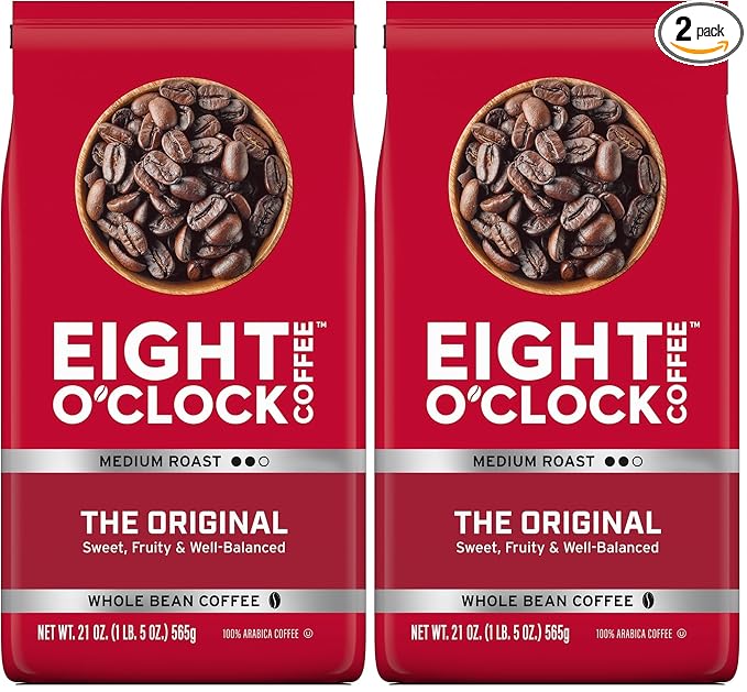 Eight O'Clock Coffee The Original, Medium Roast, Whole Bean Coffee, 21 Ounce, 100% Arabica, Kosher Certified (Pack of 2)