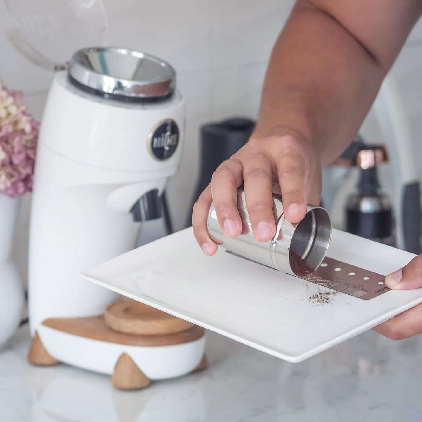 KRUVE Brewler Coffee Grind Ruler - Stainless Steel Coffee Bar Accessories for Home, Coffee Grind Size 200-1600 Microns, Green Bean Grading 11/64-20/64, 5.9 Inch Ruler, Conversion Chart, Magnetic Guide