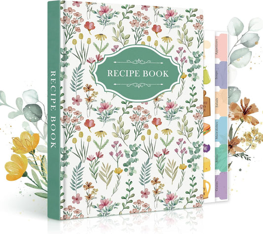 Lanpn Blank Recipe Book Cookbook for 70 Recipes, A5 Waterproof Empty Recipe Notebook to Organize Your Family Recipes, Leather Cooking Journal with Stickers to Write in Your Own Recipes, Green