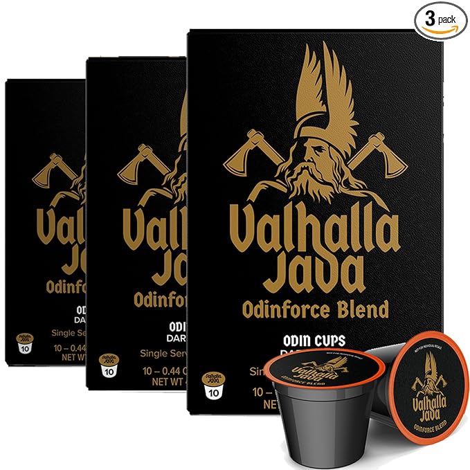 Death Wish Coffee, Valhalla Java Strong Coffee Pods 10 Count (Pack of 3)