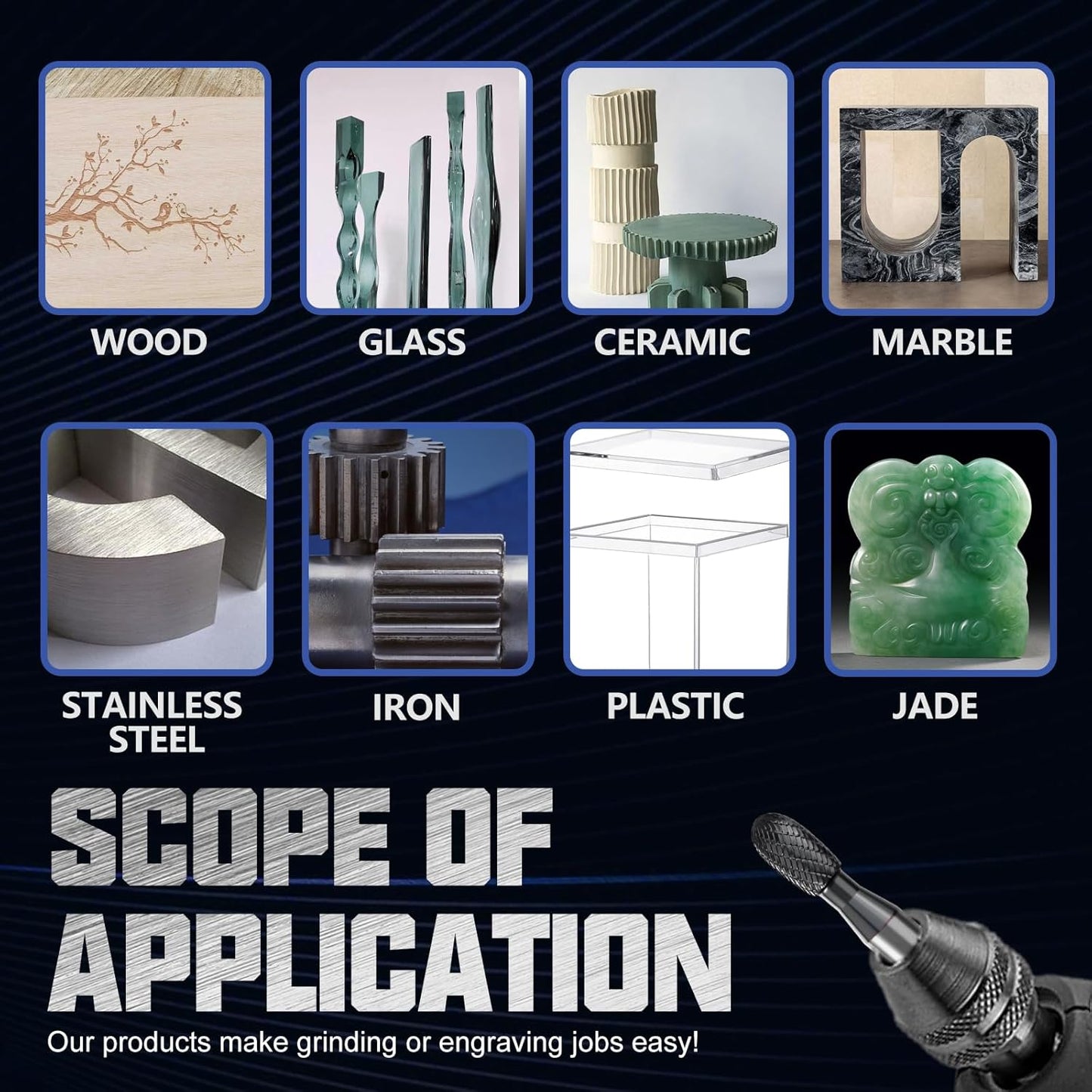 CATITO Ellipse Die Grinder Bit, Cut Carbide Rotary Burr for Steel, Wood and Metal Working, Engraving, polishing and Cleaning