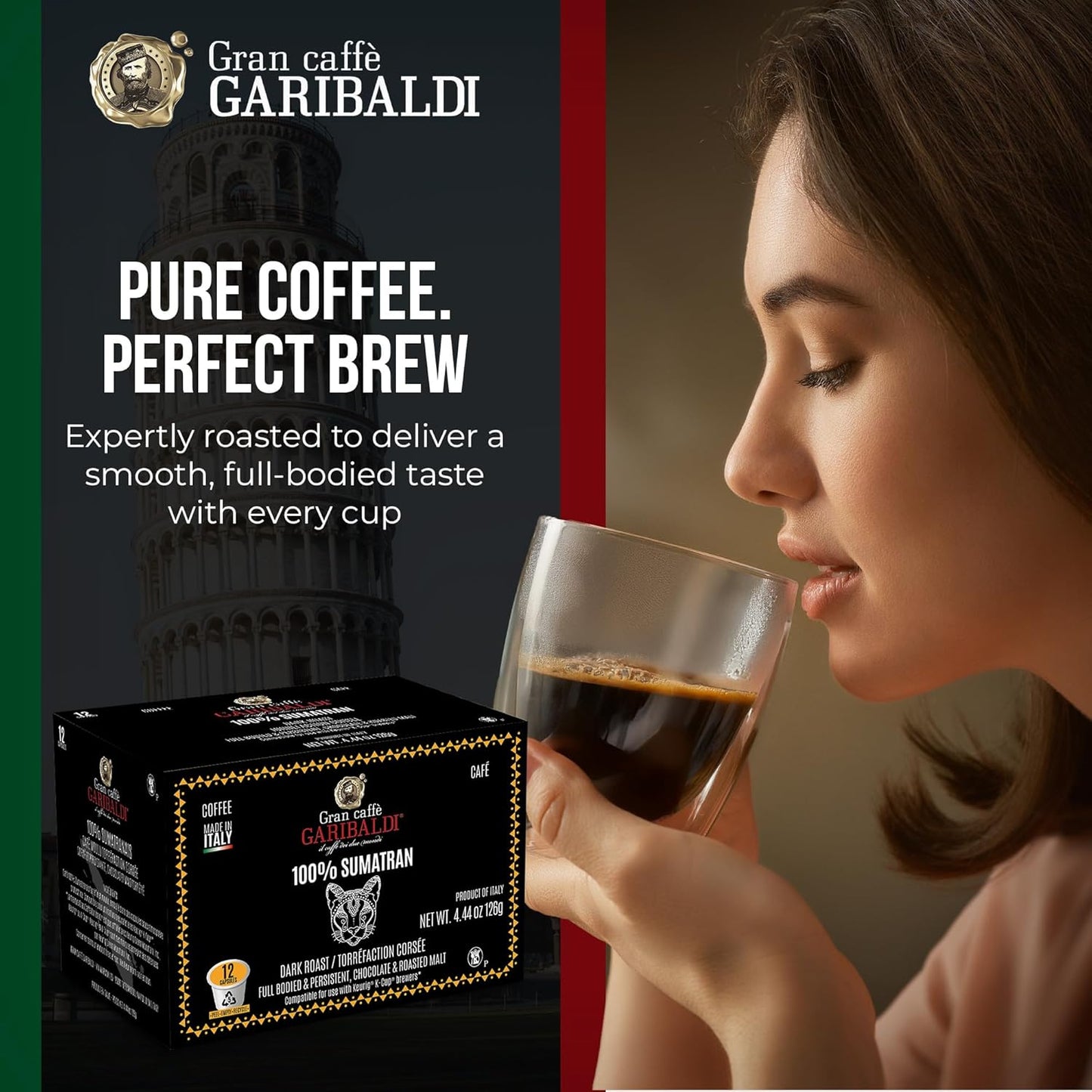 Caffè Garibaldi Breakfast Blend Coffee Pods, Single-Serve Capsules for Keurig K-Cup Brewers, Single Serve Cups with 100% Arabica Blend, 12 Count Recyclable Coffee Pods - Light Roast