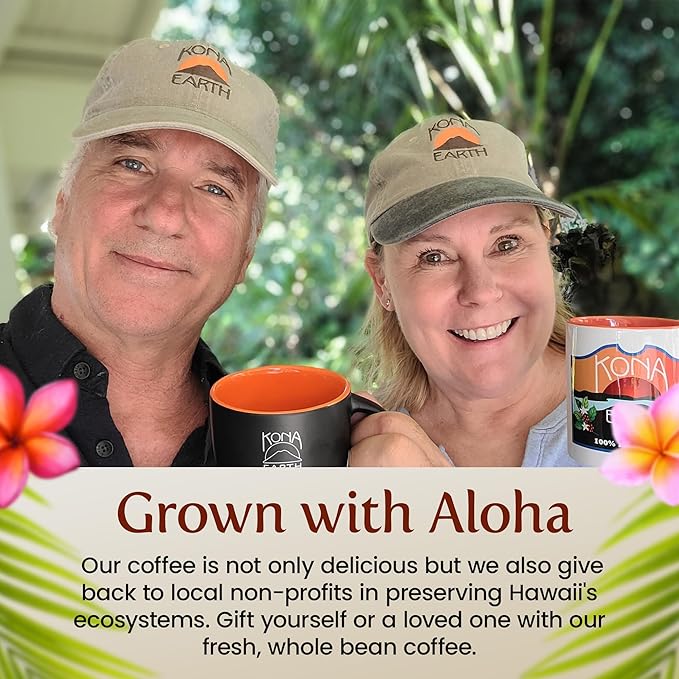 KONA EARTH 100% Kona Coffee, Classic Medium Roast, Whole Bean, 5 lb (80 oz) Farm-Direct Authentic Hawaiian Kona Coffee beans from Hawaii’s Big Island, Micro-Batch-Roasted