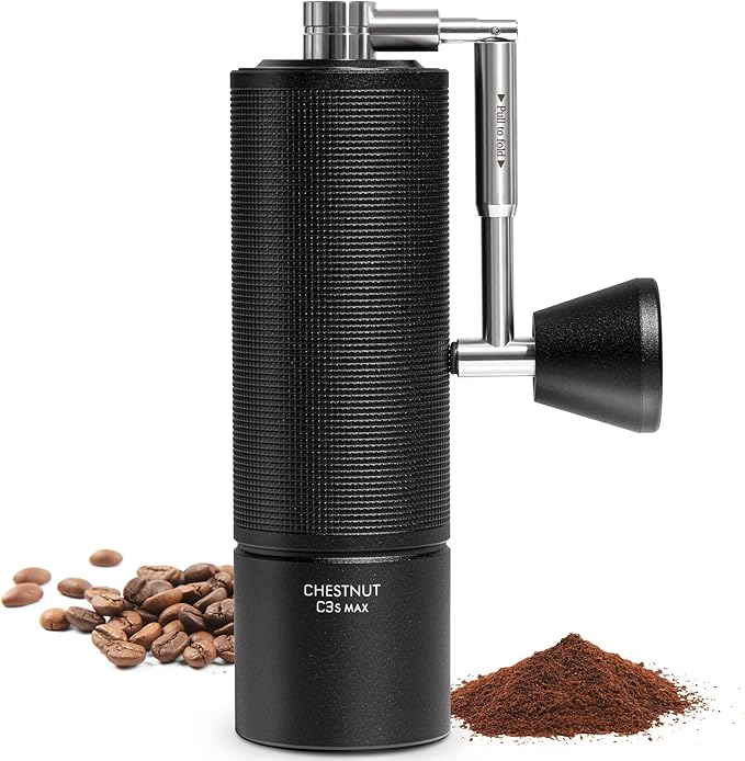 TIMEMORE Manual Coffee Grinder Chestnut C3S Max, Hand Coffee Grinder with Foldable Handle, Stainless Steel S2C Conical Burr Coffee Grinder, Adjustable Grind Setting for Espresso to French Press, Black
