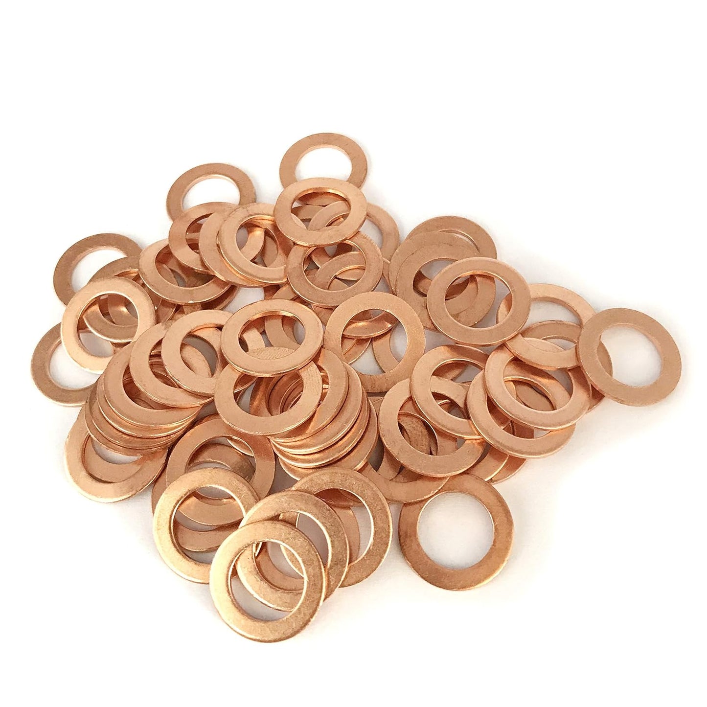 M10 Flat Washer Copper Sealing Ring, 10mm ID 16mm OD 1mm Thickness Metric Sealing Gasket, 75 Pieces