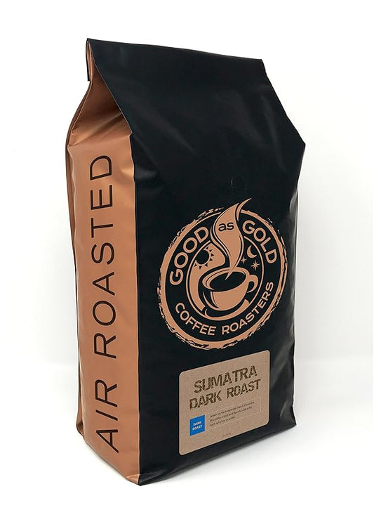 Sumatra Mandheling Dark Roast Coffee Beans (Grade 1), 5 Pound Whole Bean - Good As Gold Coffee Roasters