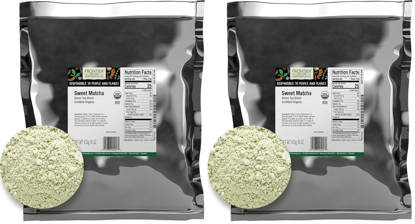 Frontier Bulk Sweet Matcha Green Tea Blend, Organic, 1 Pound (Pack of 2)